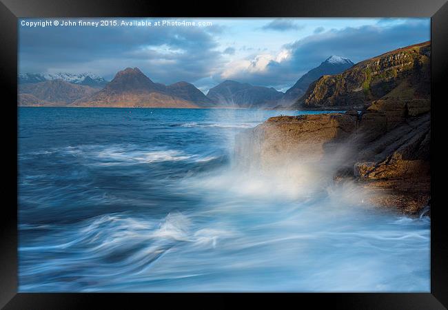  Elgol waves, Isle of Skye, Inner Hebrides of Scot Framed Print by John Finney