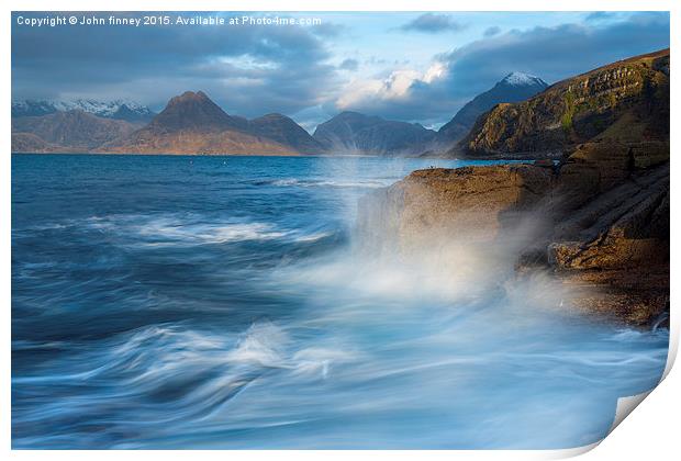  Elgol waves, Isle of Skye, Inner Hebrides of Scot Print by John Finney