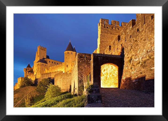  Carcassonne at dusk Framed Mounted Print by Stephen Taylor
