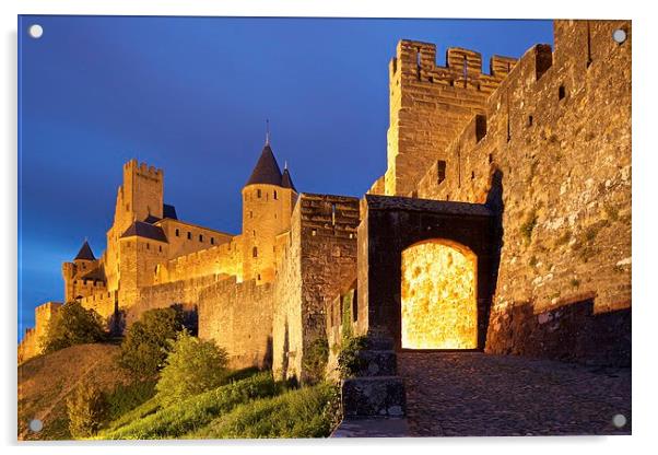  Carcassonne at dusk Acrylic by Stephen Taylor