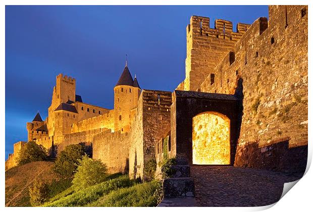  Carcassonne at dusk Print by Stephen Taylor