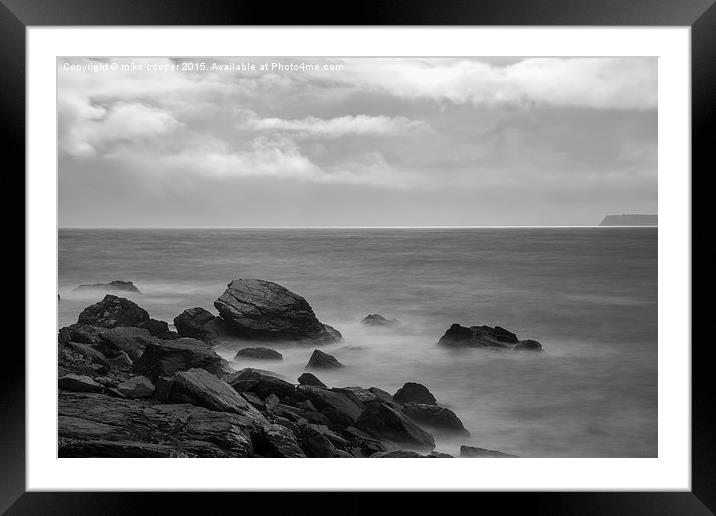  high tide on Meadfoot beach Framed Mounted Print by mike cooper