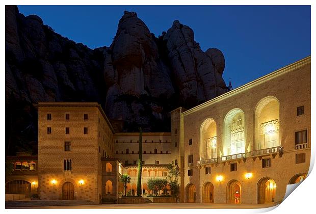  Montserrat Monastery at night Print by Stephen Taylor