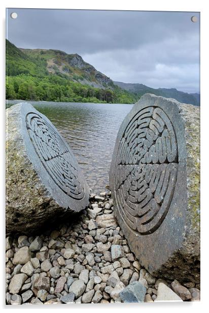  Millennium Stone, Derwent Water Acrylic by Tony Bates