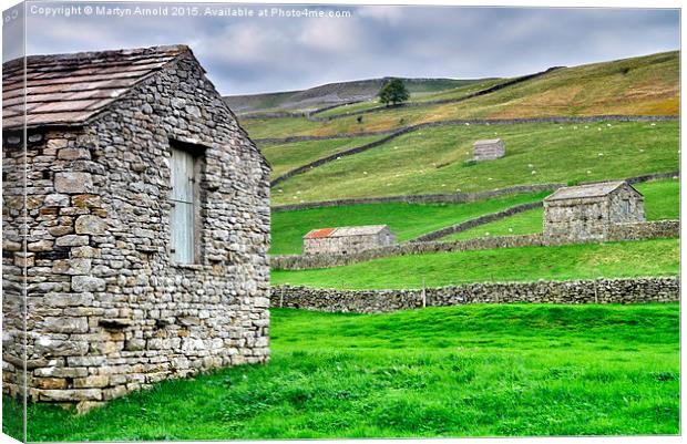 Yorkshire Dales Stone Barns at Muker Canvas Print by Martyn Arnold