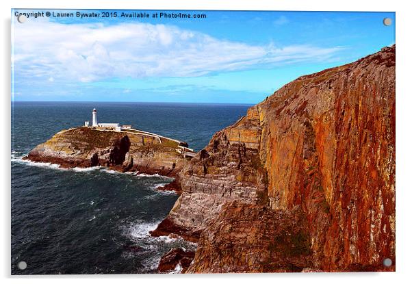 South Stack Lighthouse, Coastal View, Anglesey, Wa Acrylic by Lauren Bywater