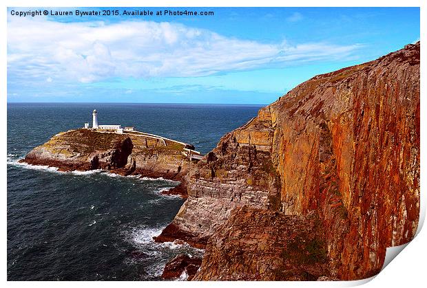 South Stack Lighthouse, Coastal View, Anglesey, Wa Print by Lauren Bywater