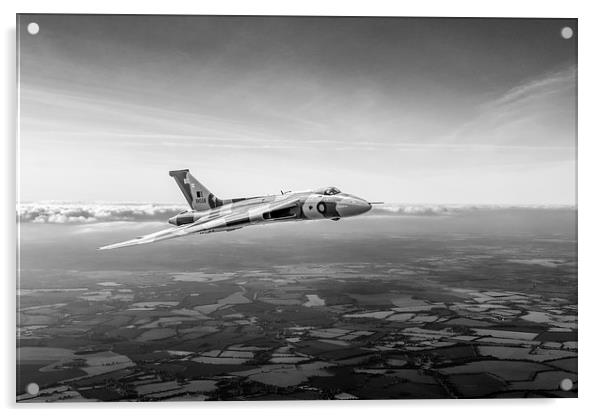 Vulcan in flight 2, black and white version Acrylic by Gary Eason