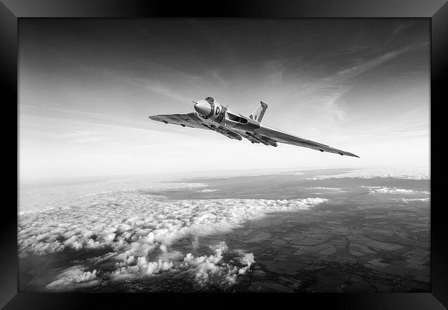 Vulcan in flight black and white version Framed Print by Gary Eason