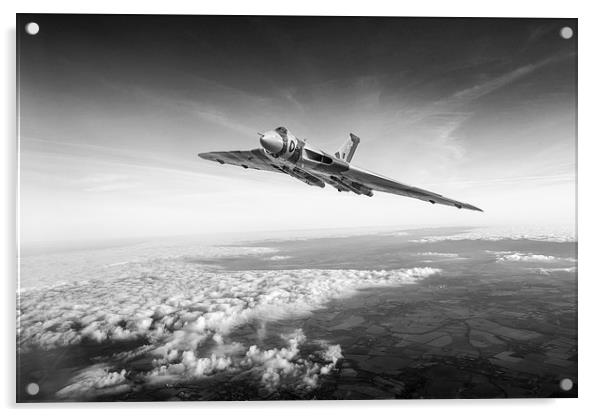 Vulcan in flight black and white version Acrylic by Gary Eason