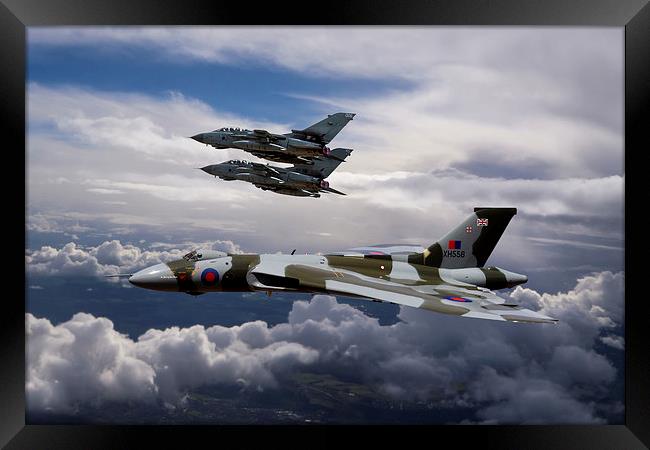  Vulcan Bomber XH558 and Tornados Framed Print by Oxon Images