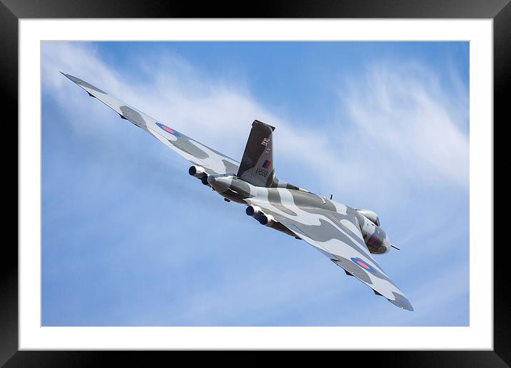  Vulcan and wispy clouds at Duxford Framed Mounted Print by Oxon Images