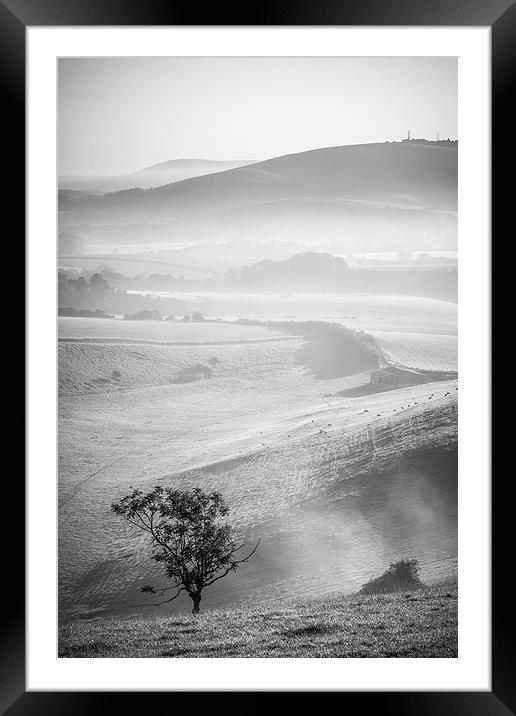 Adur Valley Mist Framed Mounted Print by Malcolm McHugh