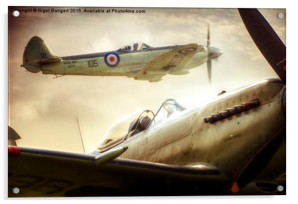  Supermarine Seafire Sunset Acrylic by Nigel Bangert