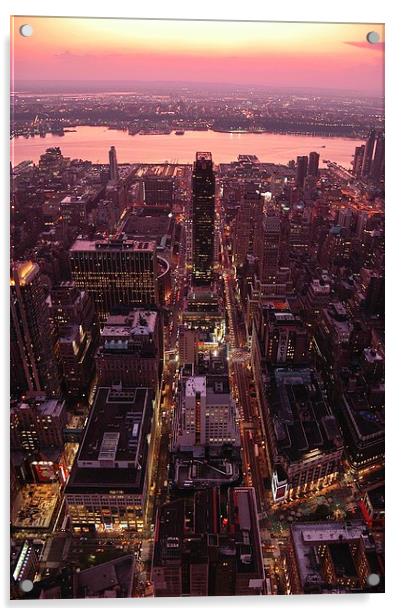 Manhattan sunset skyline Acrylic by Adam Szuly