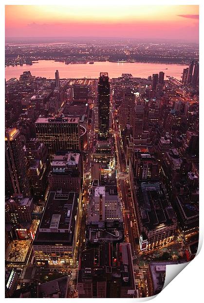 Manhattan sunset skyline Print by Adam Szuly