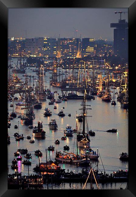 The busy Ijhaven port at the time of the Sail Amst Framed Print by Adam Szuly