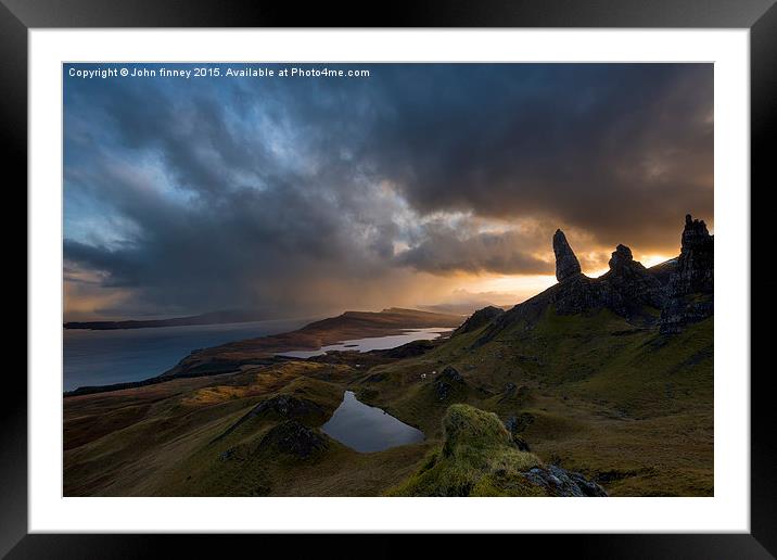 Old Man of Storr in Squally conditions, Isle of Sk Framed Mounted Print by John Finney