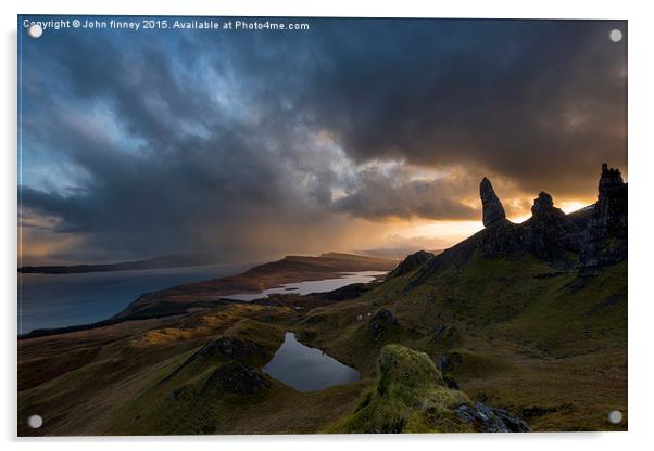 Old Man of Storr in Squally conditions, Isle of Sk Acrylic by John Finney