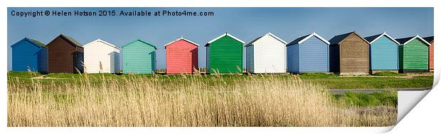 Colourful Beach Huts Print by Helen Hotson