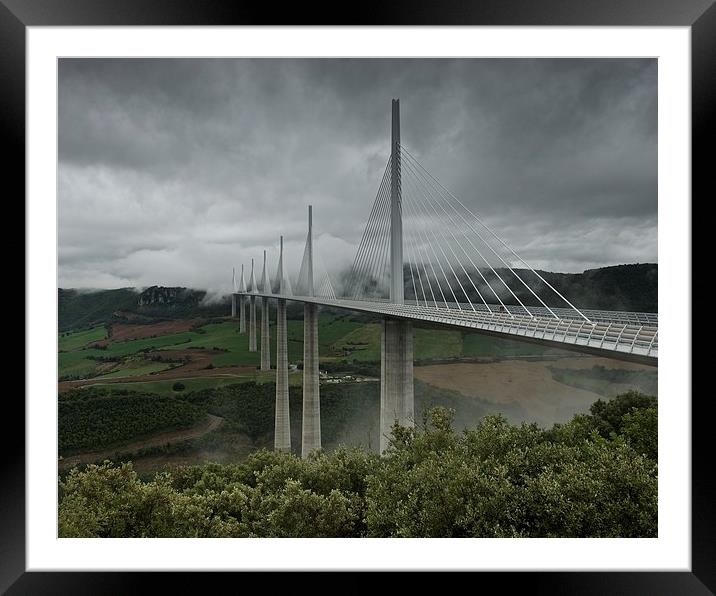 Millau viaduct under the clouds  Framed Mounted Print by Stephen Taylor