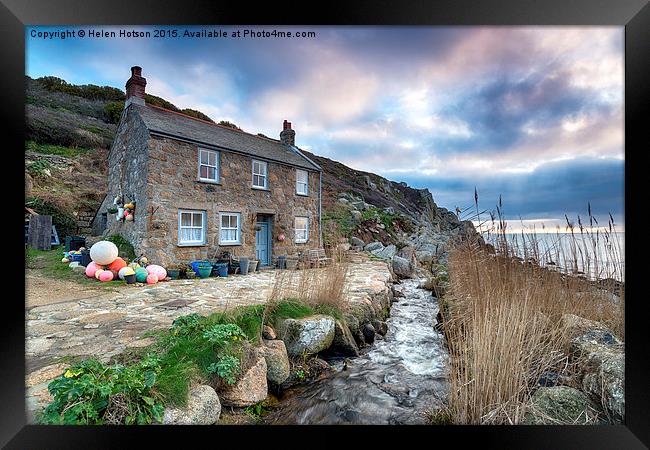 Cottage by the Sea Framed Print by Helen Hotson
