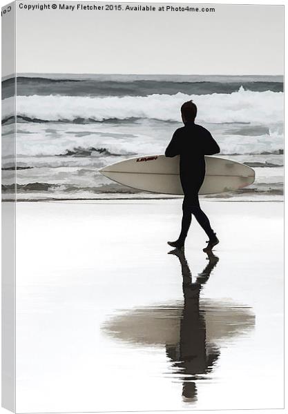  Lone Surfer Canvas Print by Mary Fletcher