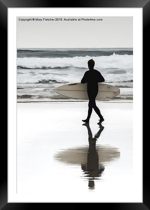  Lone Surfer Framed Mounted Print by Mary Fletcher