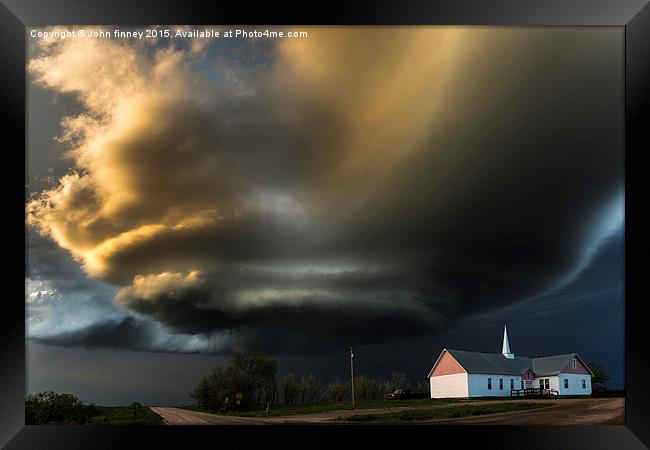 Severe thunderstorm over South Dakota Framed Print by John Finney