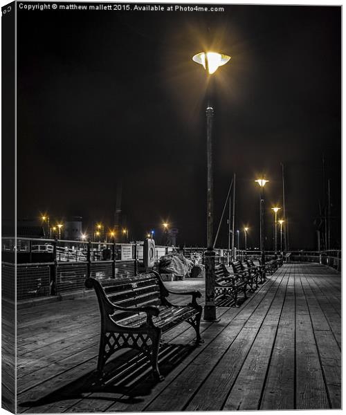  Sitting Under The Lights Of Halfpenny Pier harwic Canvas Print by matthew  mallett