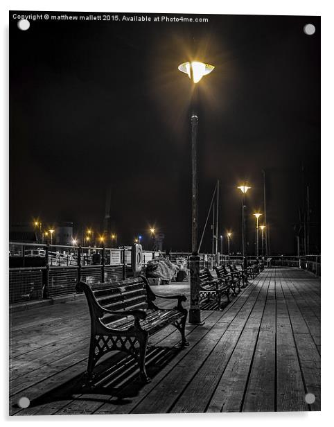  Sitting Under The Lights Of Halfpenny Pier harwic Acrylic by matthew  mallett