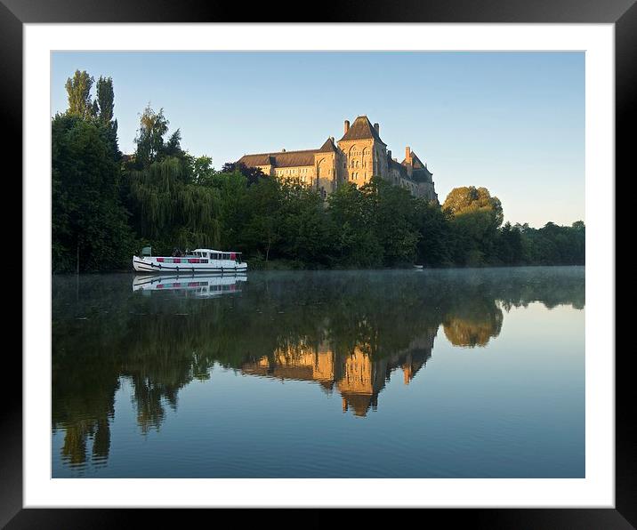  Morning reflections of Solesmes Abbey Framed Mounted Print by Stephen Taylor