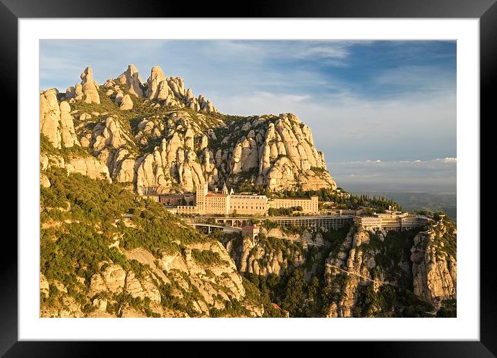 Golden light hits the Montserrat Mountain Framed Mounted Print by Stephen Taylor