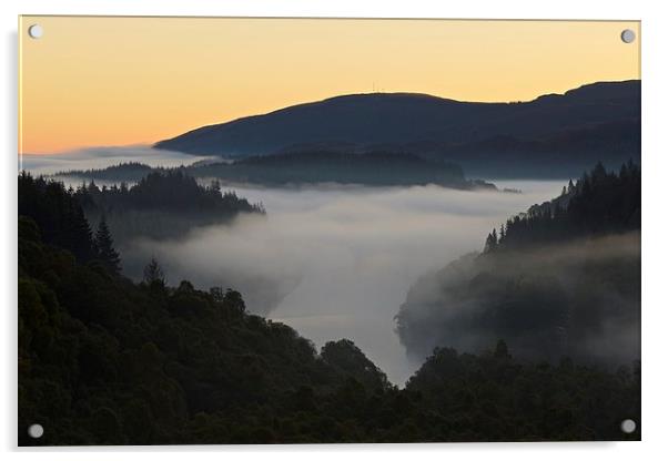 Loch Achray morning mist Acrylic by Stephen Taylor