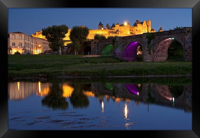  Carcassone at night Framed Print by Stephen Taylor