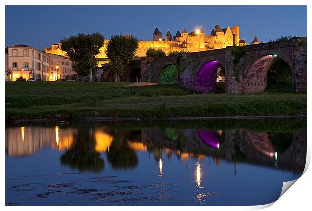  Carcassone at night Print by Stephen Taylor