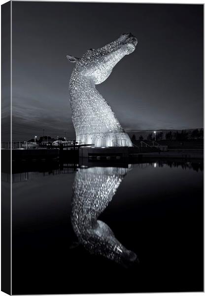  The Kelpies reflected Canvas Print by Stephen Taylor