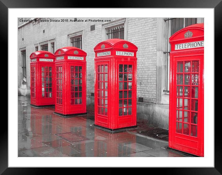  London telephone box Framed Mounted Print by Claudio Divizia