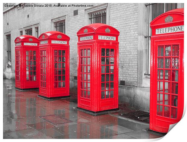  London telephone box Print by Claudio Divizia