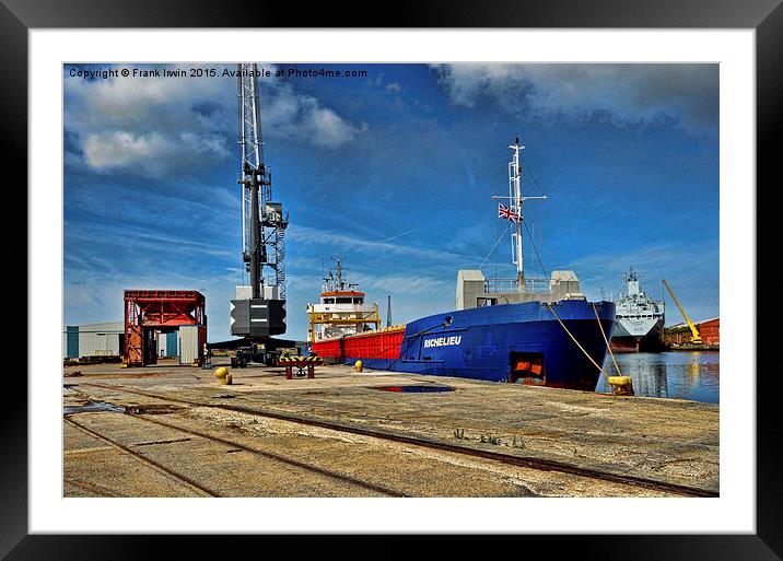  MV Richilieu unloading her cargo in Birkenhead Do Framed Mounted Print by Frank Irwin