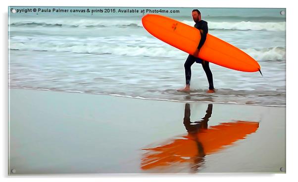  Surfer's reflection Acrylic by Paula Palmer canvas