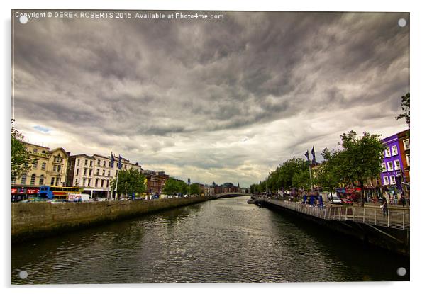 View to the Ha'penny Bridge Dublin on a stormy day Acrylic by DEREK ROBERTS
