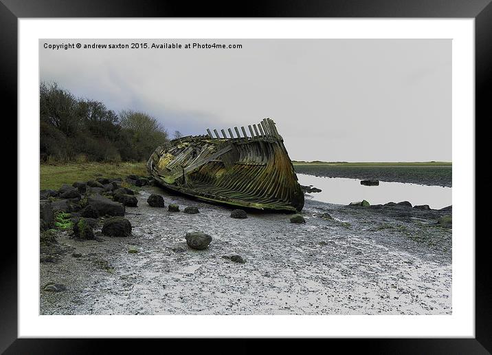  THE OLD WRECK Framed Mounted Print by andrew saxton