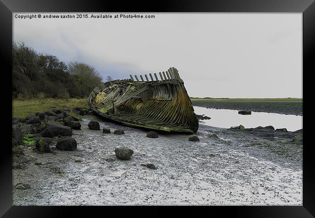  THE OLD WRECK Framed Print by andrew saxton