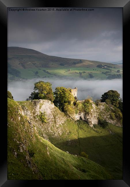  Peveril Castle in moody lighting, Castleton, Derb Framed Print by Andrew Kearton
