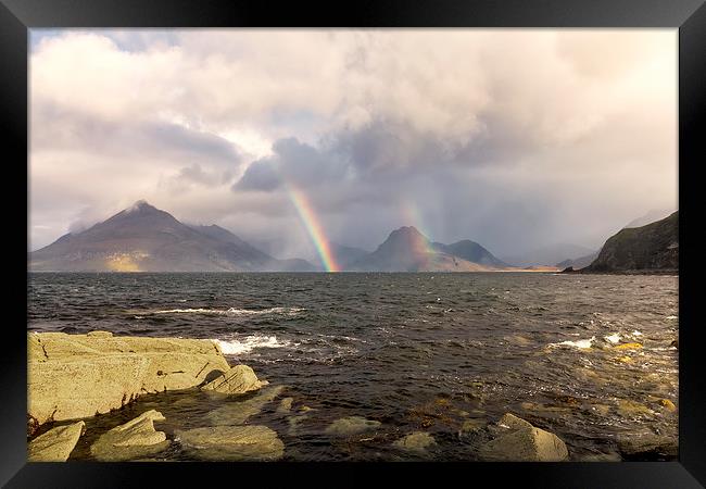 Rainbows at Elgol Isle of Skye Framed Print by Derek Beattie