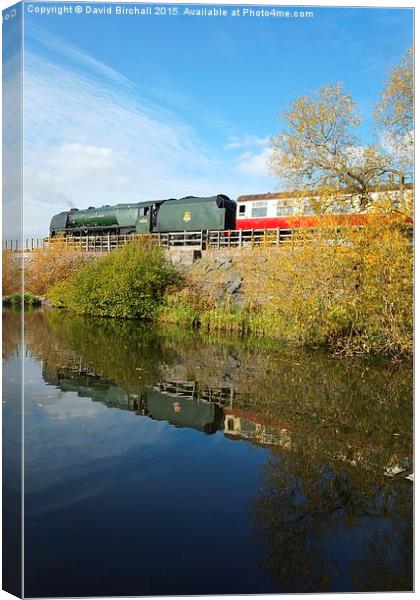 Steam Train Reflection at Butterley Reservoir  Canvas Print by David Birchall