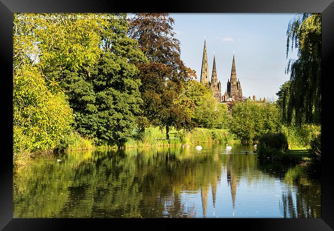  Reflections of Lichfield Cathedral Spires Framed Print by Alan Tunnicliffe
