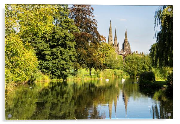  Reflections of Lichfield Cathedral Spires Acrylic by Alan Tunnicliffe