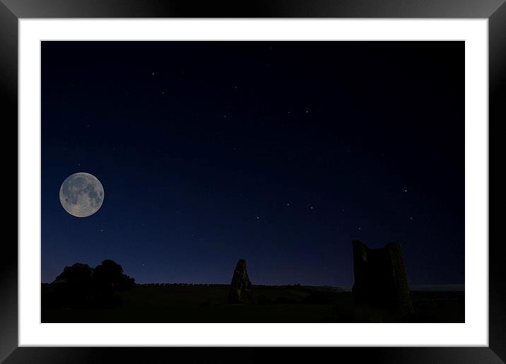 Moonlit Hadleigh Castle Framed Mounted Print by David French